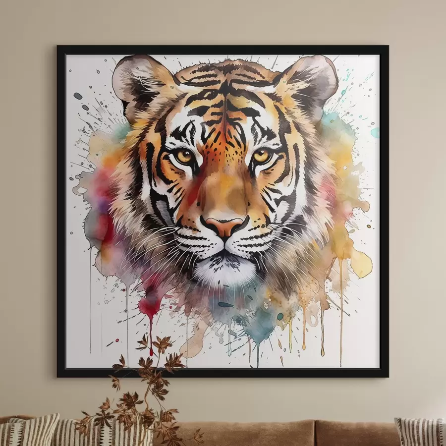 Fotobehang Tijger in aquarelstijl f32335