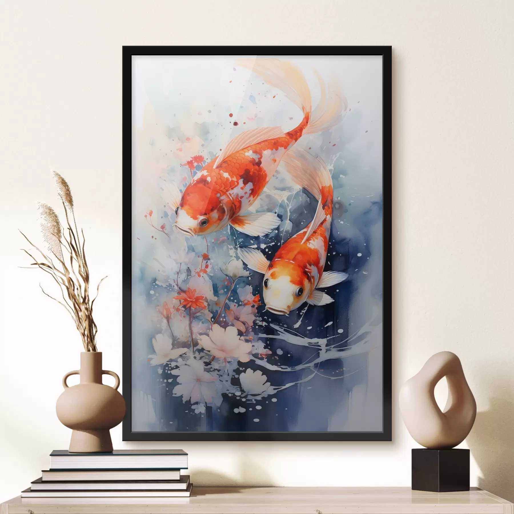  Peintures Koi et fleurs f34245