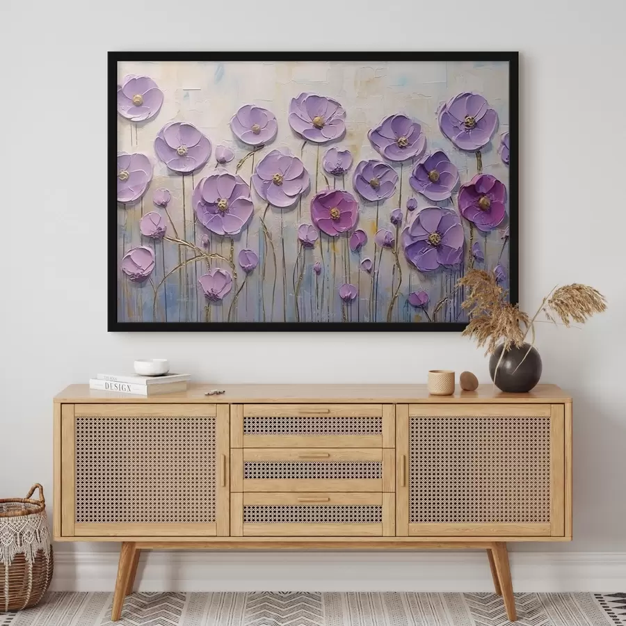 Fotobehang Olieverfschilderij van lentebloemen op canvas f34856