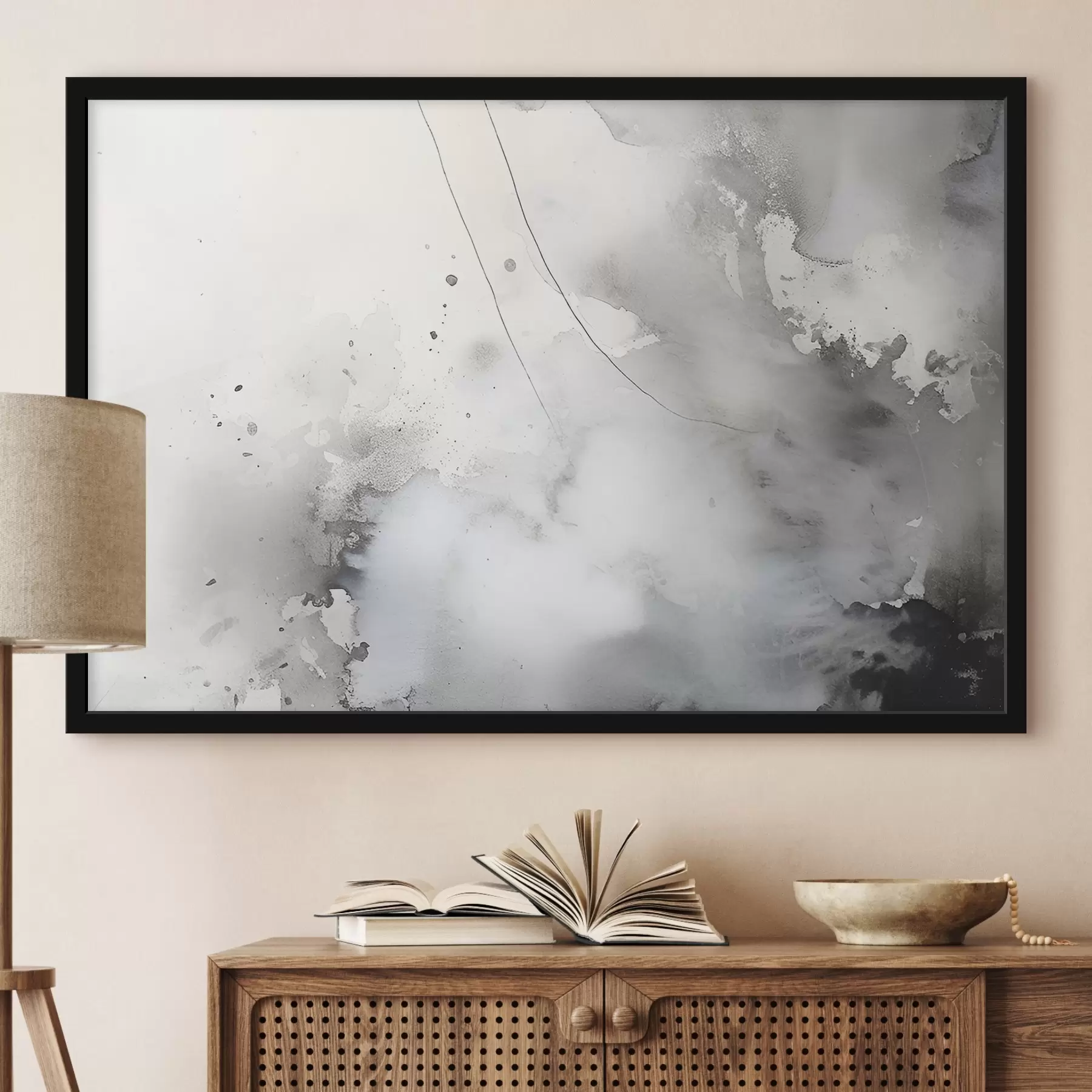 Fotobehang Grijze abstractie met verfstreken f35310