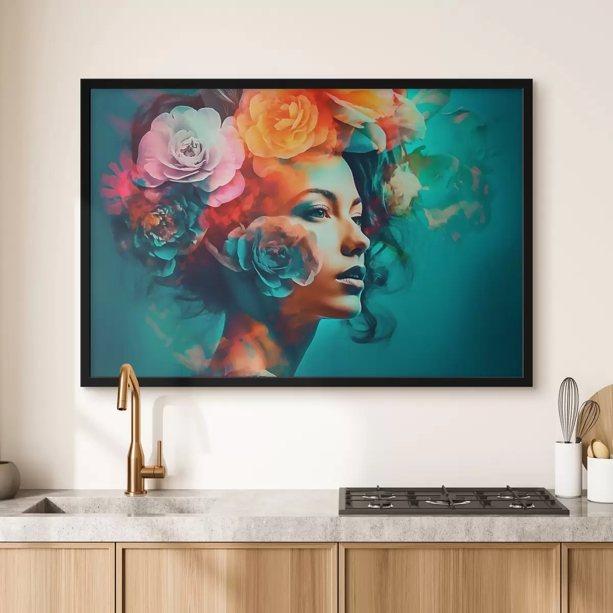 Affiche Jolie femme avec des fleurs f35366