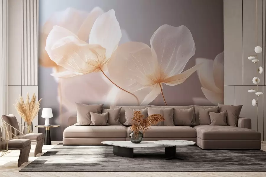 Papier peint photo Pétales de lotus, une composition délicate sur fond rose w08500v1