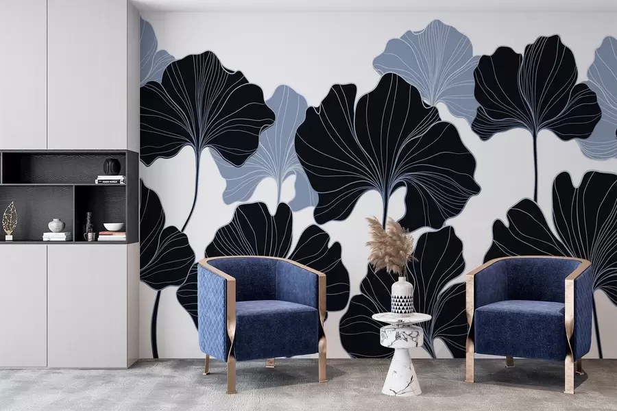 Fotobehang Gestileerde bladlijnen w02525