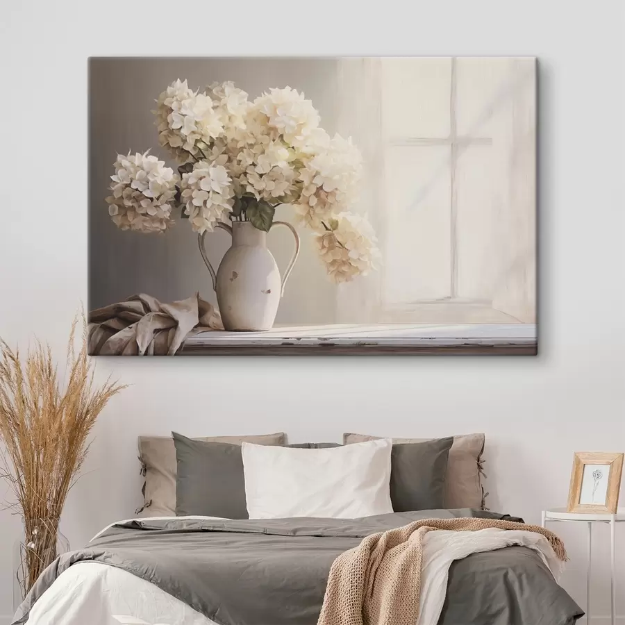  Schilderijen Vaas met bloemen op vensterbank s41762