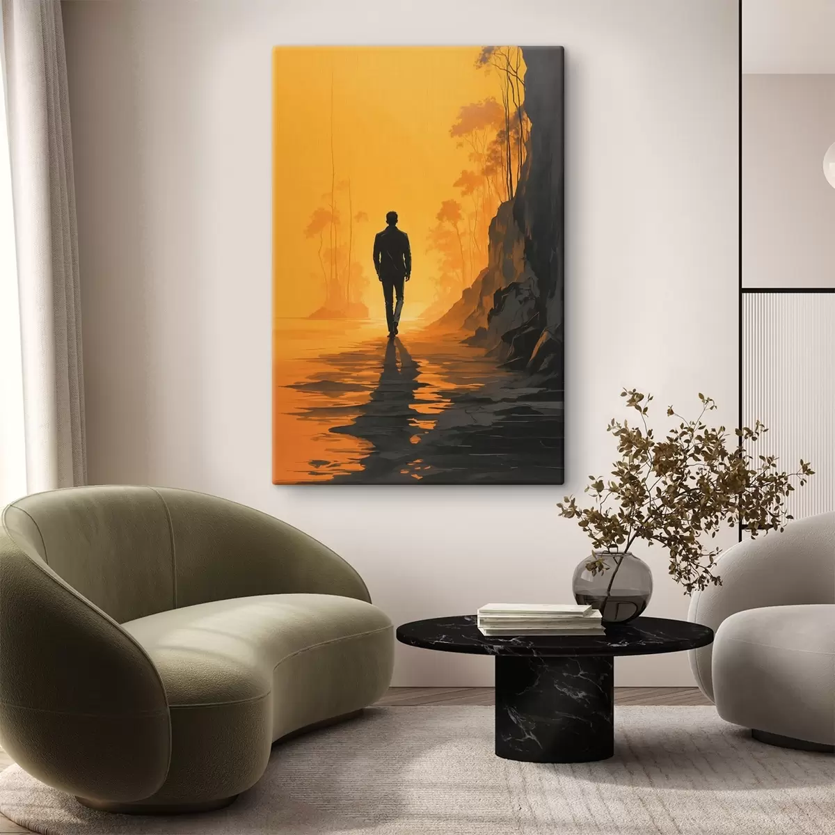  Schilderijen Man loopt naar de zon s41767