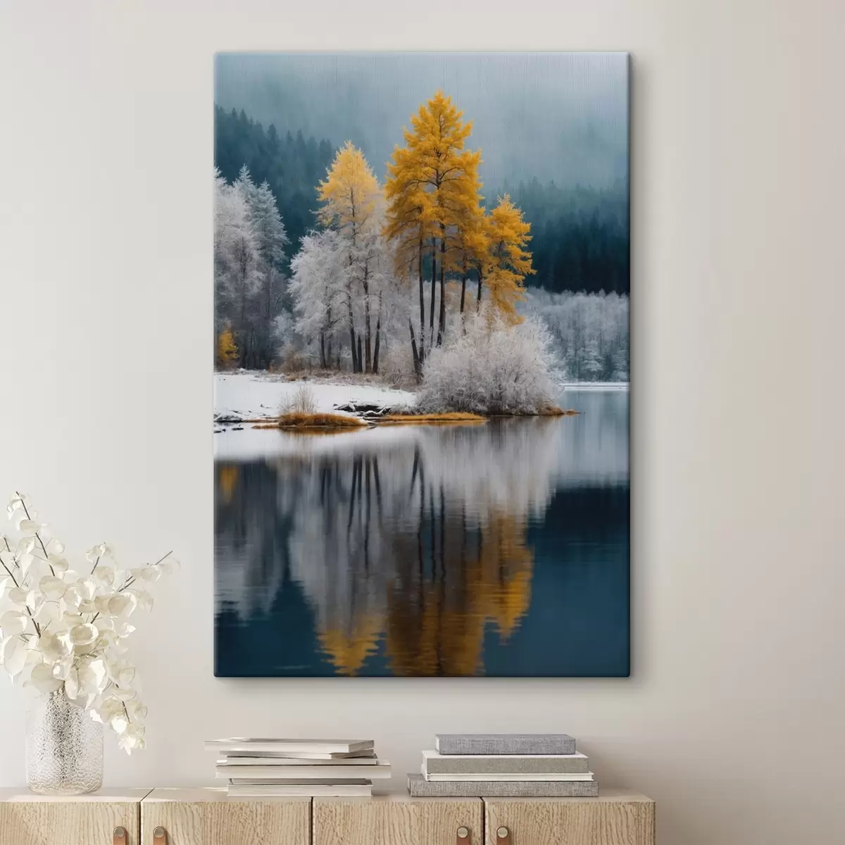  Peintures Forêt et lac en hiver s41785