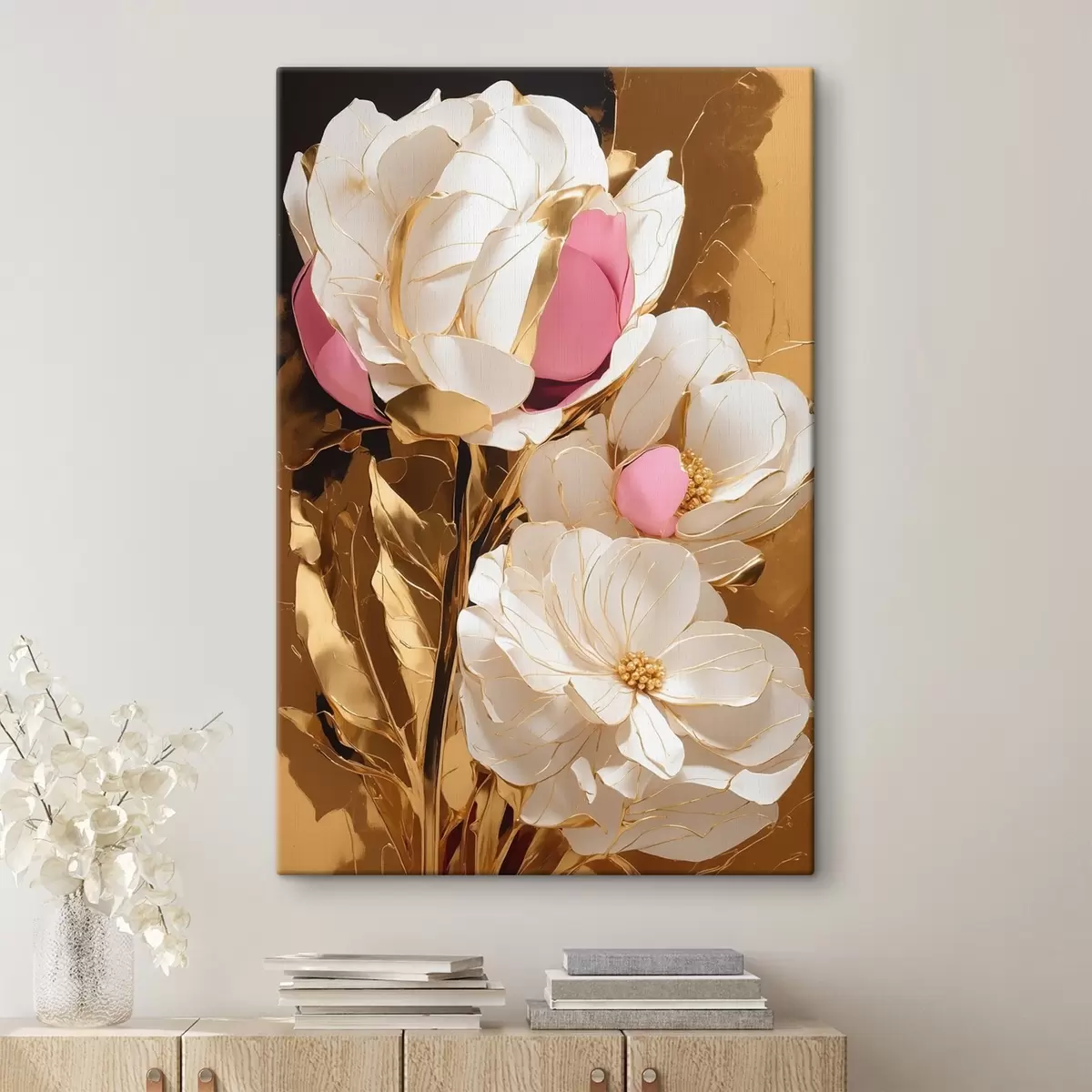  Peintures Fleurs sur fond jaune s42090