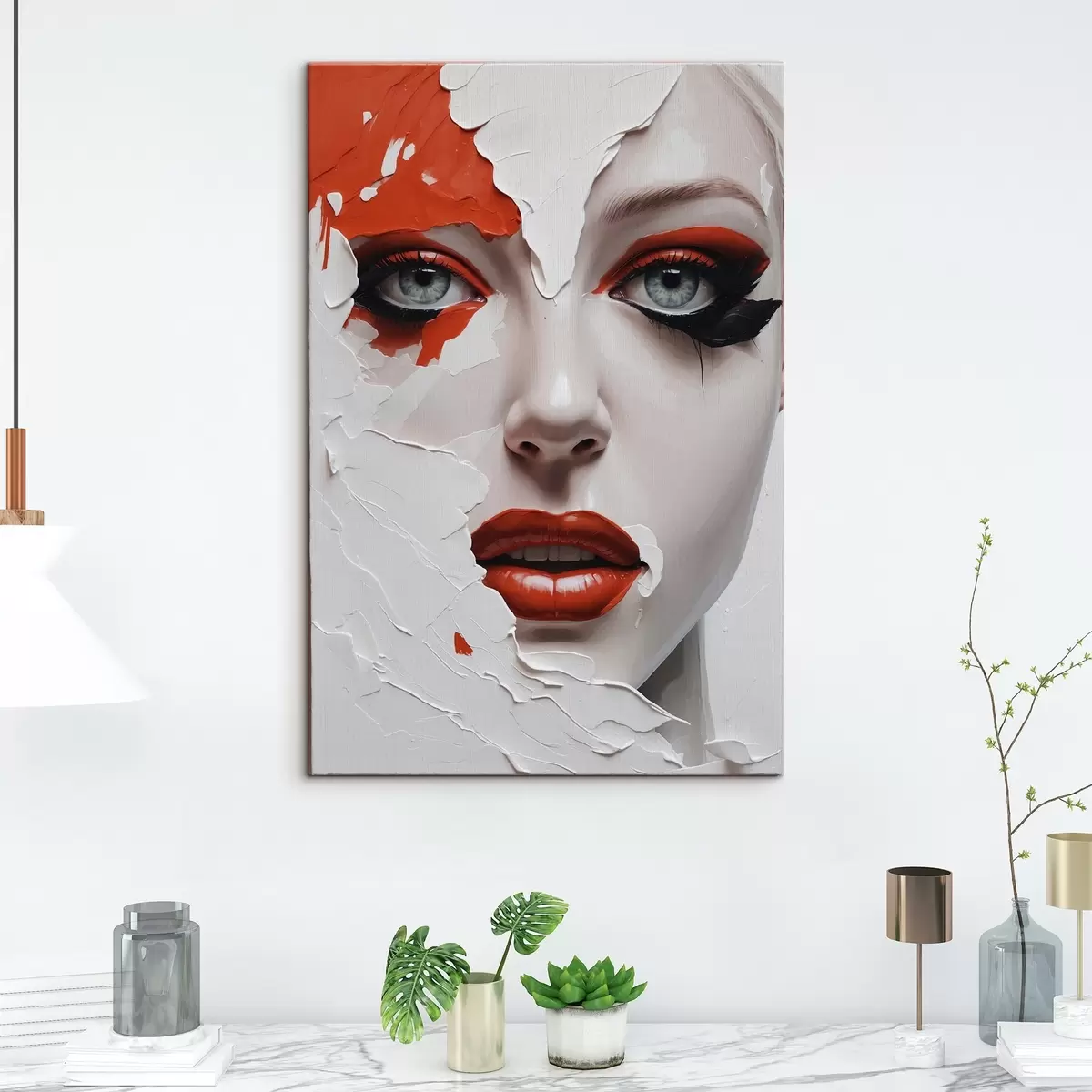  Peintures Visage de fille peint en blanc et orange s42092