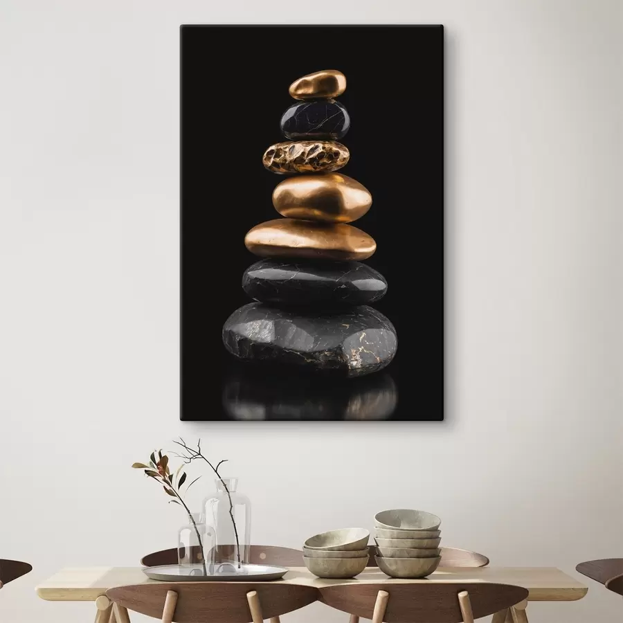  Peintures Rochers noirs et jaunes sur fond sombre s42094