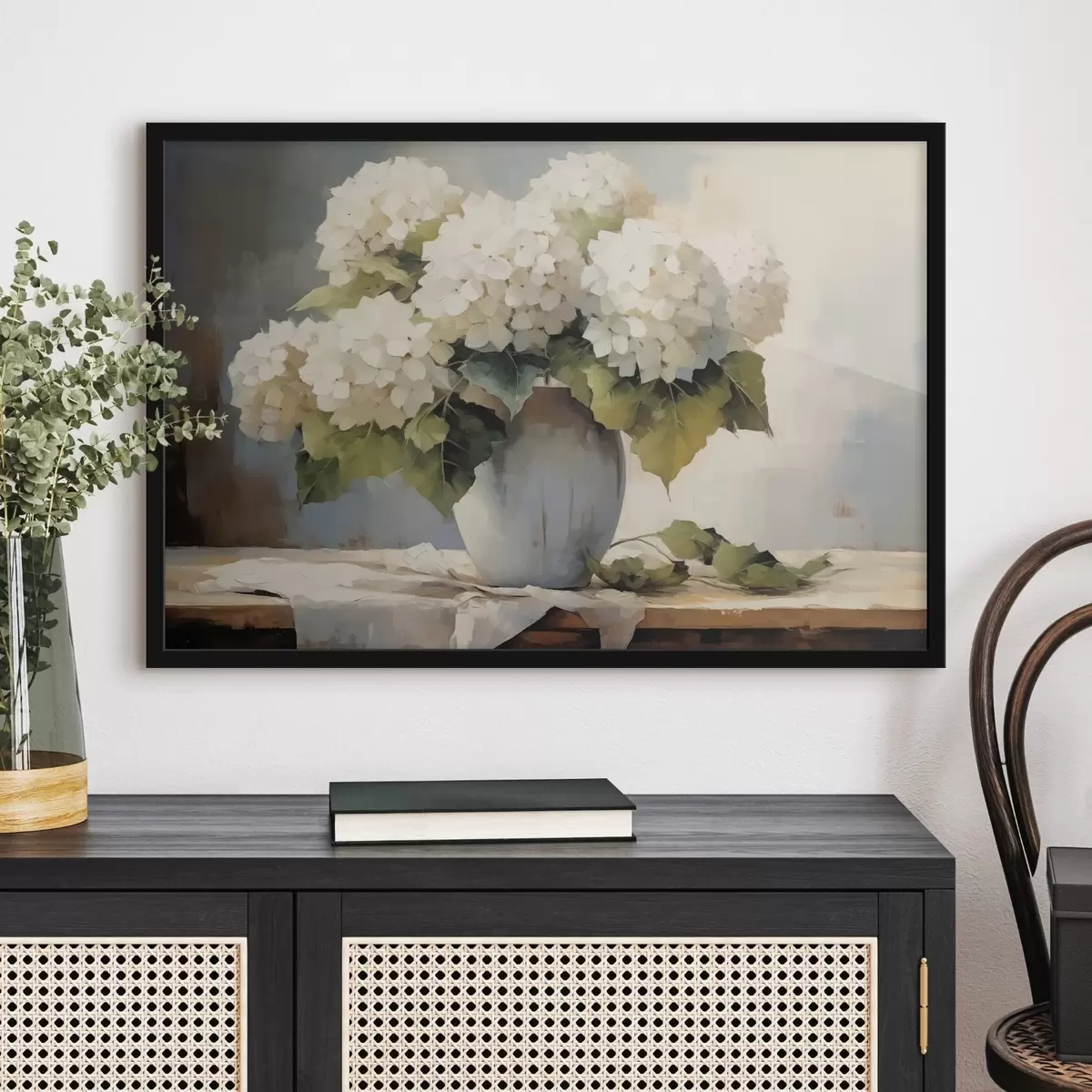 Poster Vaas met bloemen op tafel f41761