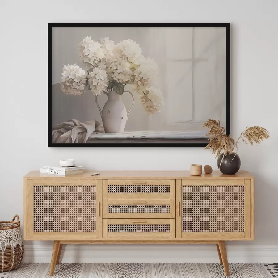 Fotobehang Vaas met bloemen op vensterbank f41762