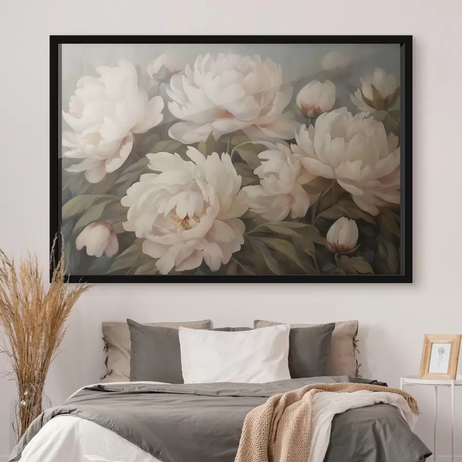 Papier peint photo Fleurs et feuilles sur fond flou f41763