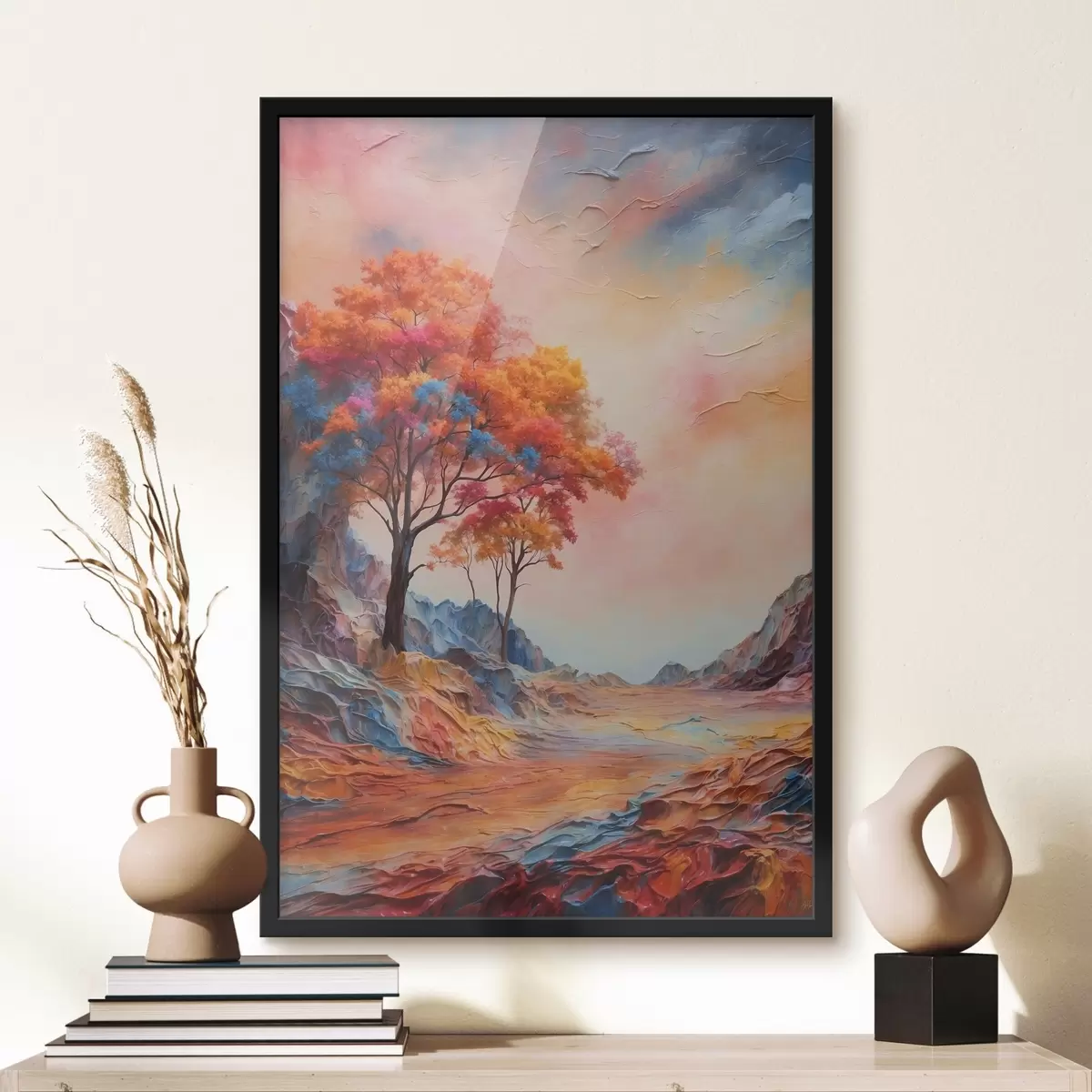 Affiche Arbres et montagnes abstraites multicolores f41772