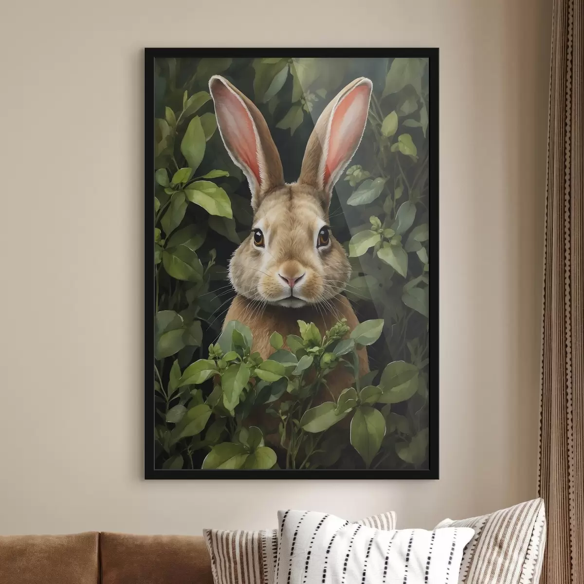 Affiche Lièvre dans les buissons f41779