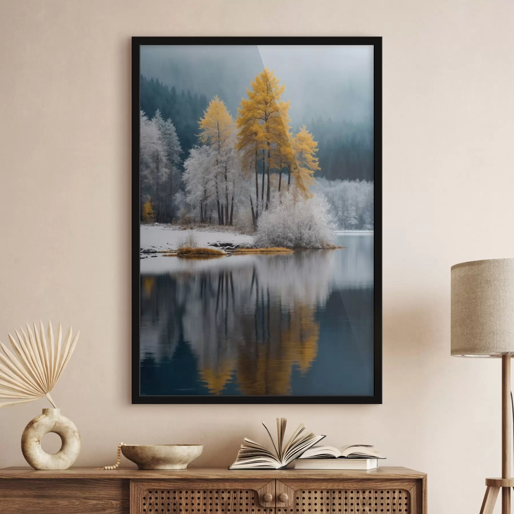  Peintures Forêt et lac en hiver f41785