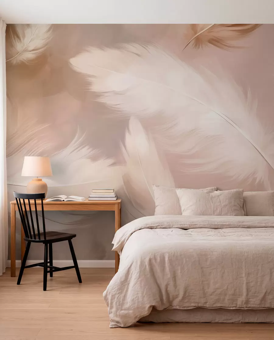 Papier peint photo Grandes plumes en beige w02601v1