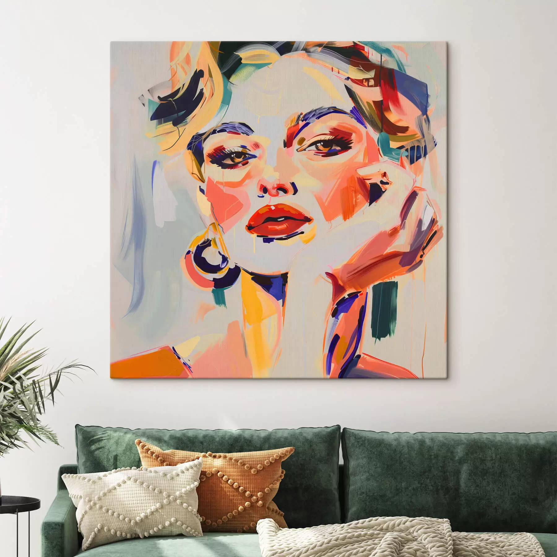 Fotobehang Portret van een vrouw in veelkleurige streken s42111