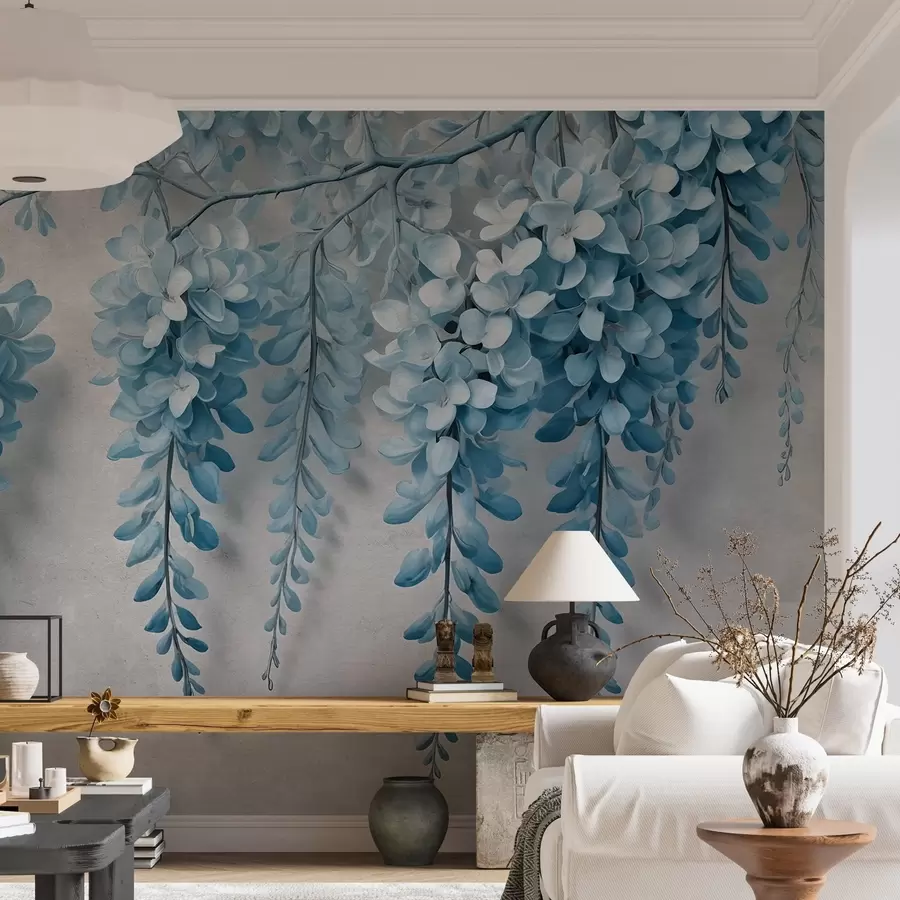 Papier peint photo Bouquet de fleurs sur un mur en style aquarelle w02611v2