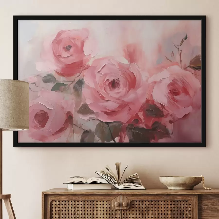 Fotobehang Abstracte rozen imitatieschilderij f42138