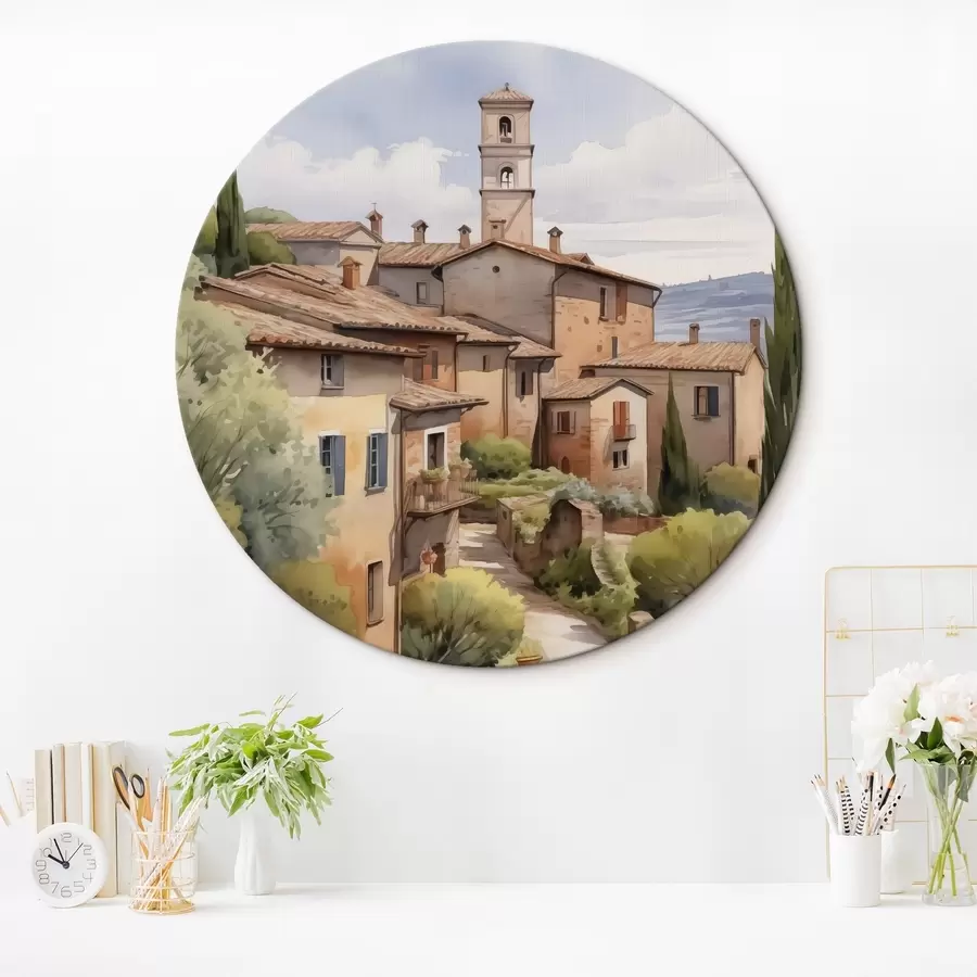  Schilderijen Italiaanse buitenwijk straat imitatie aquarel r42135