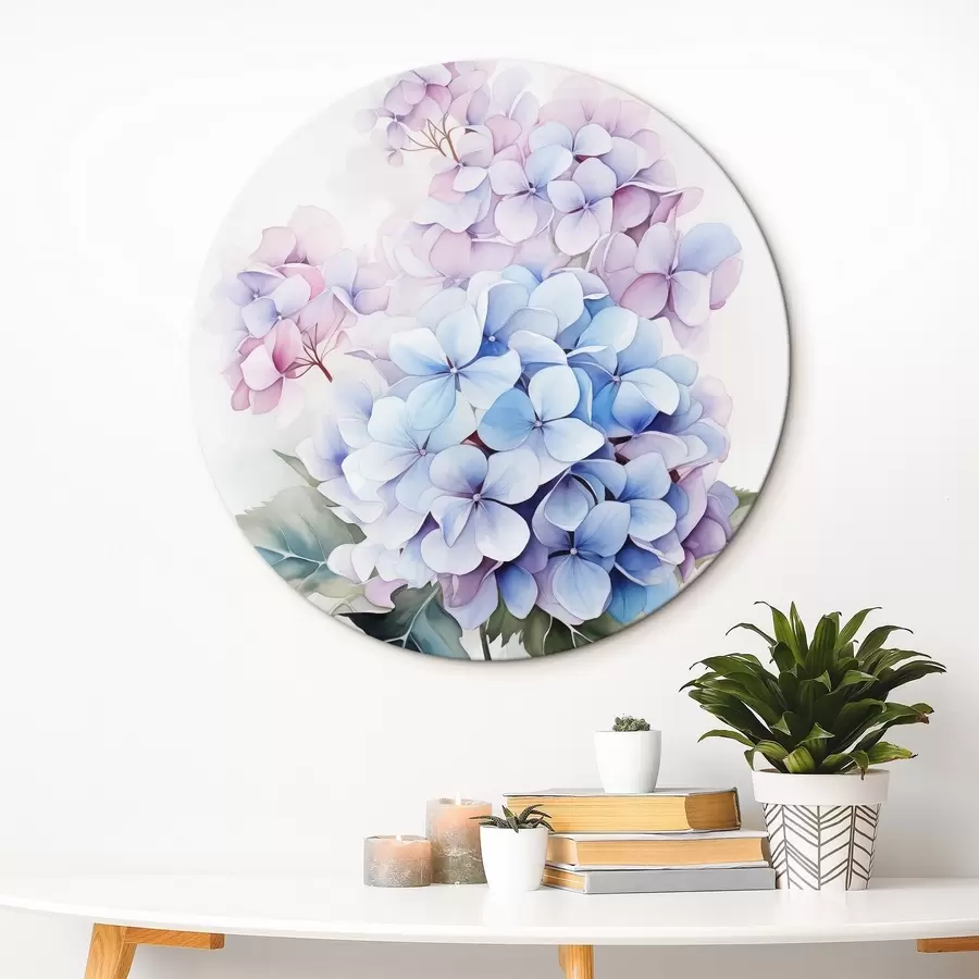  Schilderijen Tak met hortensia bloemen imitatie aquarel r42143
