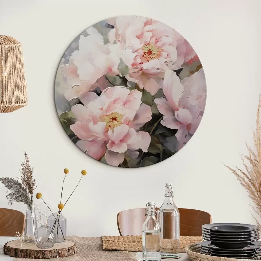  Schilderijen Roze pioenrozen imitatieschilderij r42147