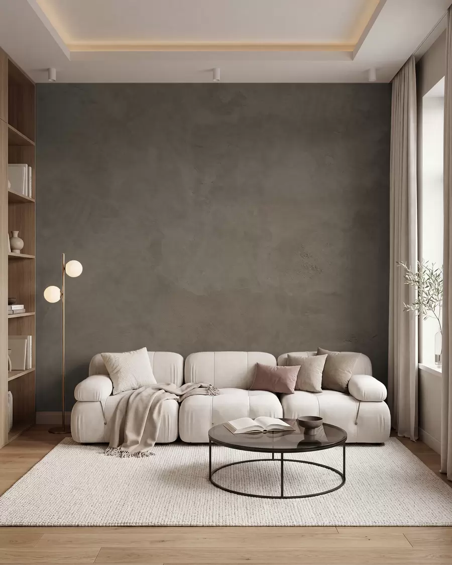 Fotobehang Bruine en beige achtergrond met betonmuureffect w02553v3