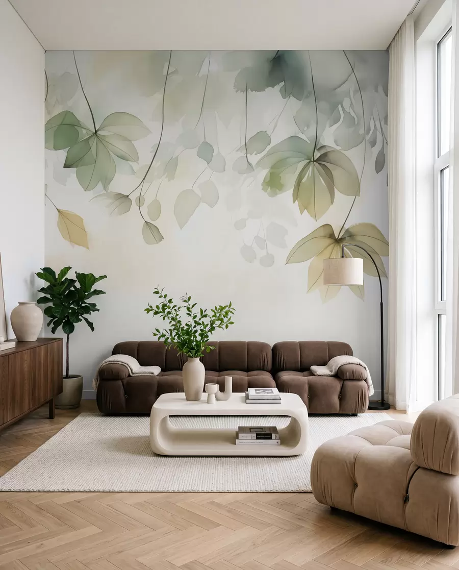 Fotobehang Abstracte vegetatie imitatie van aquarel w02637