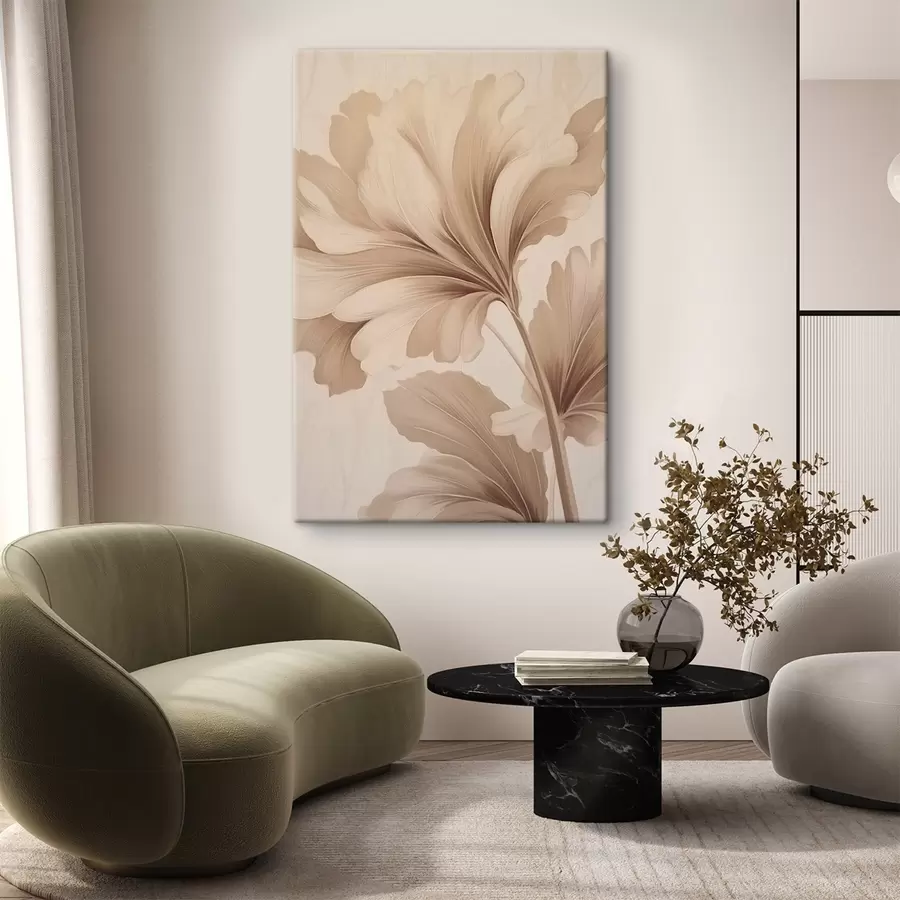 Papier peint photo Feuilles beiges aux courbes douces s42161