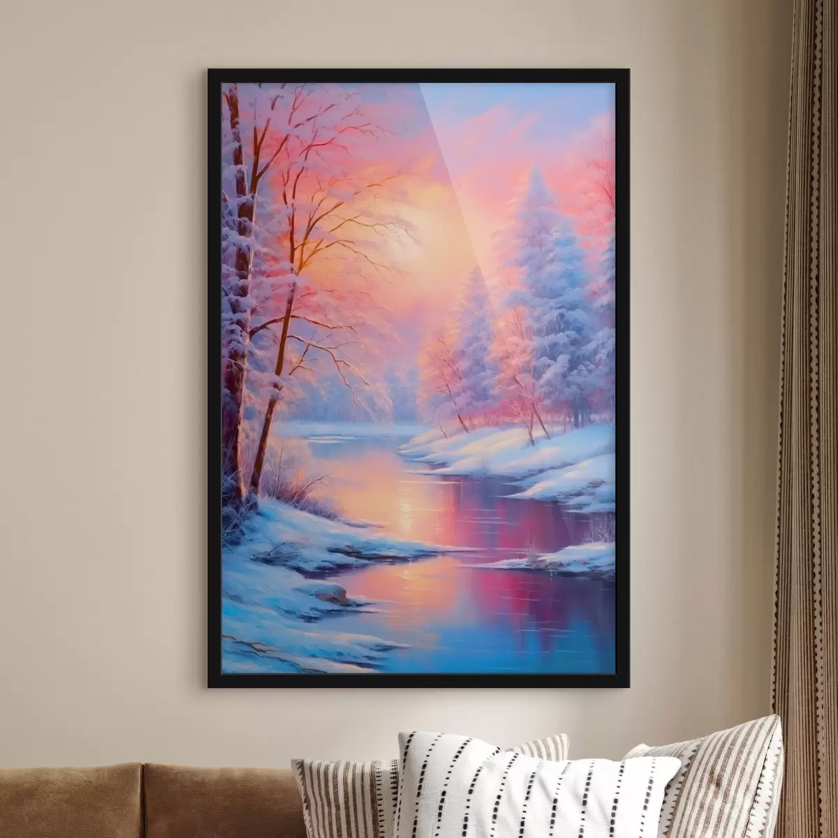 Affiche Conte de fées hivernal au bord de la rivière f42149