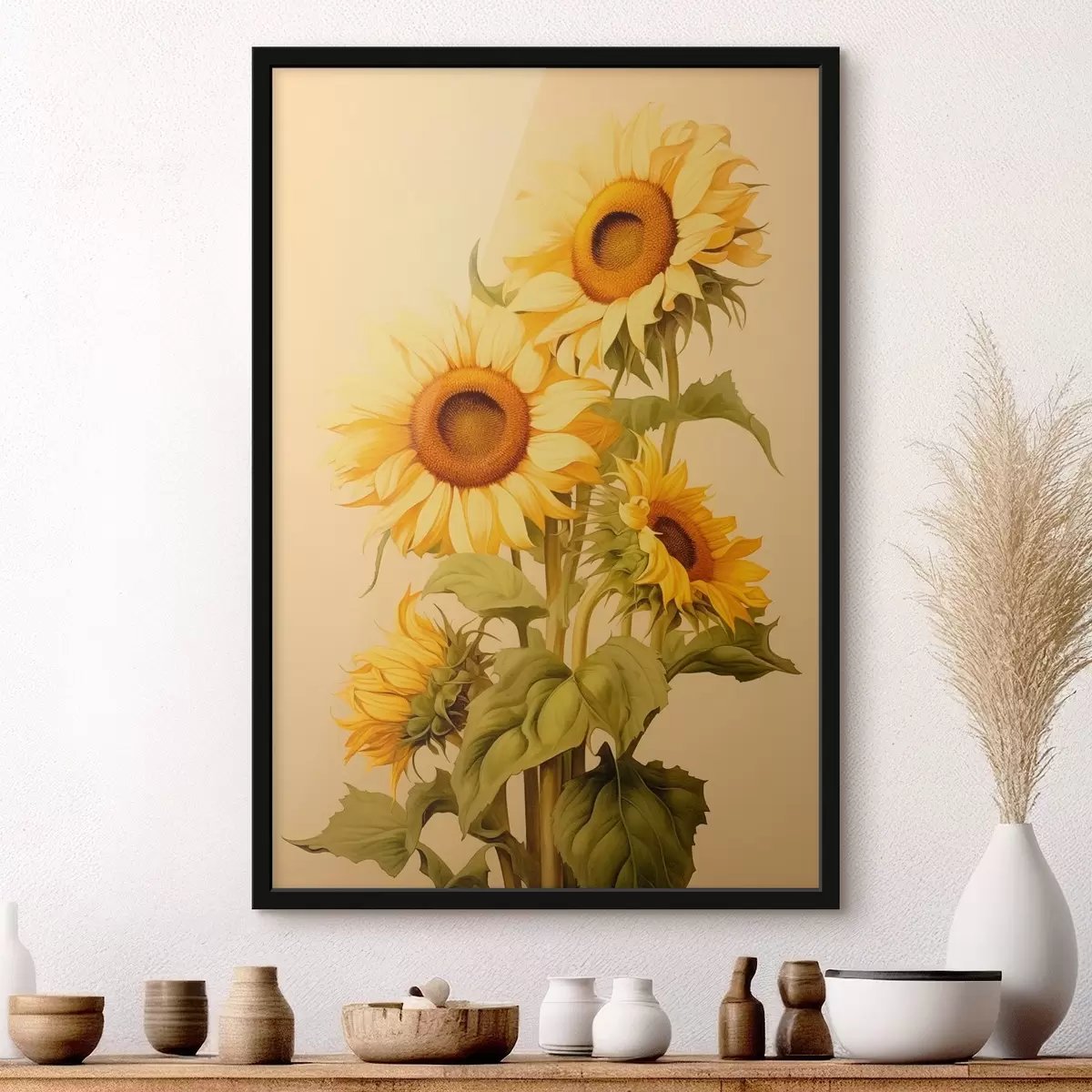 Poster Zonnebloemen in het zonlicht f42155
