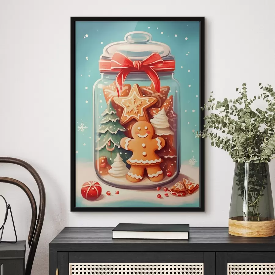 Fotobehang Kerstkoekjes in een feestelijke pot f42156