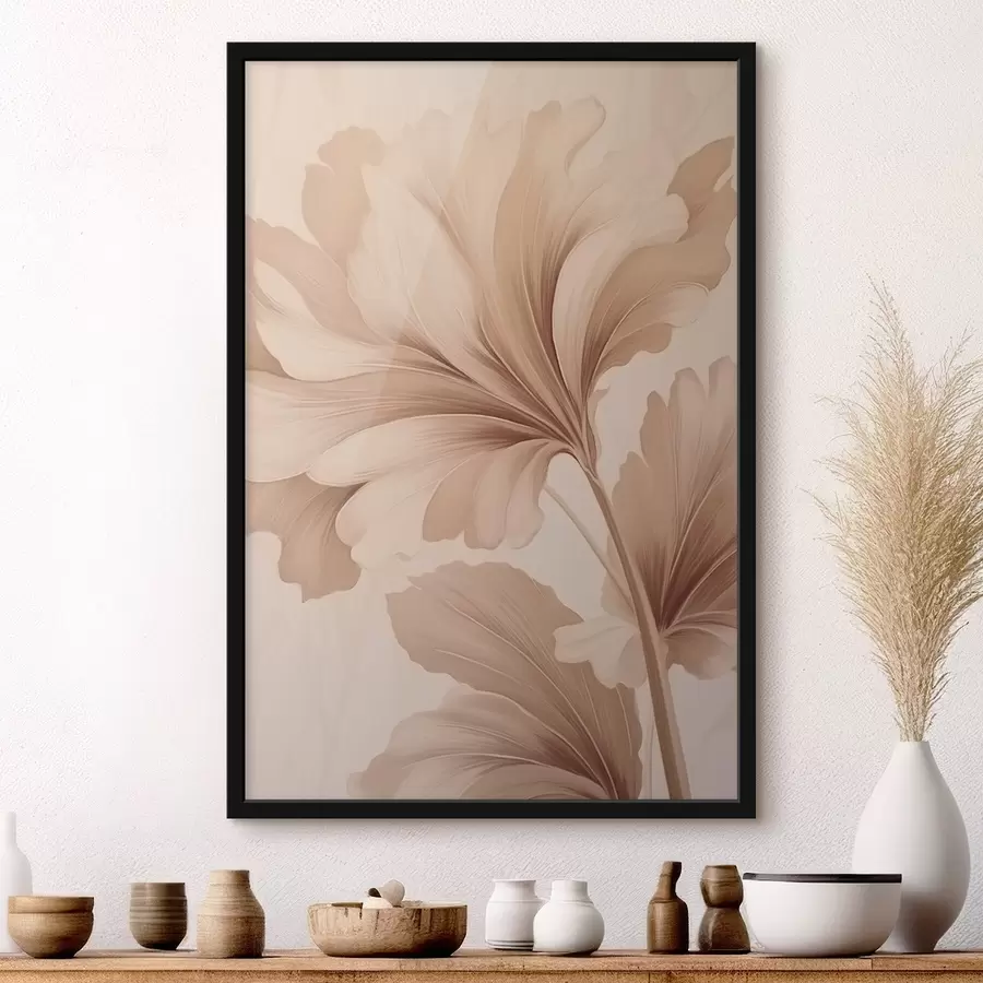 Papier peint photo Feuilles beiges aux courbes douces f42161