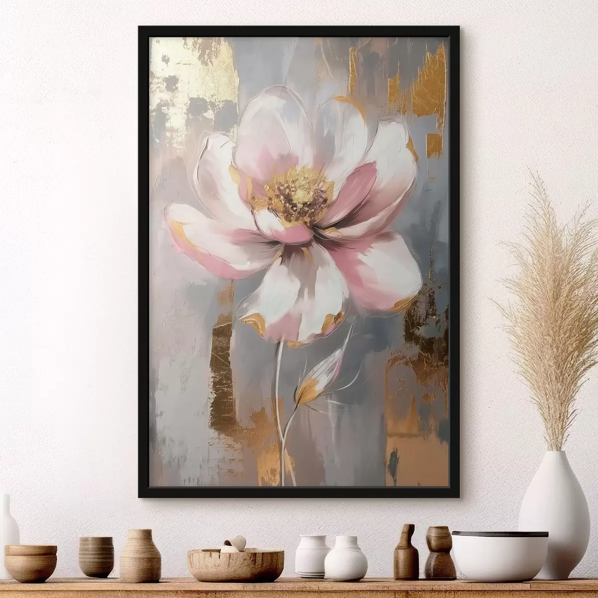 Affiche Fleur sur fond abstrait f42167