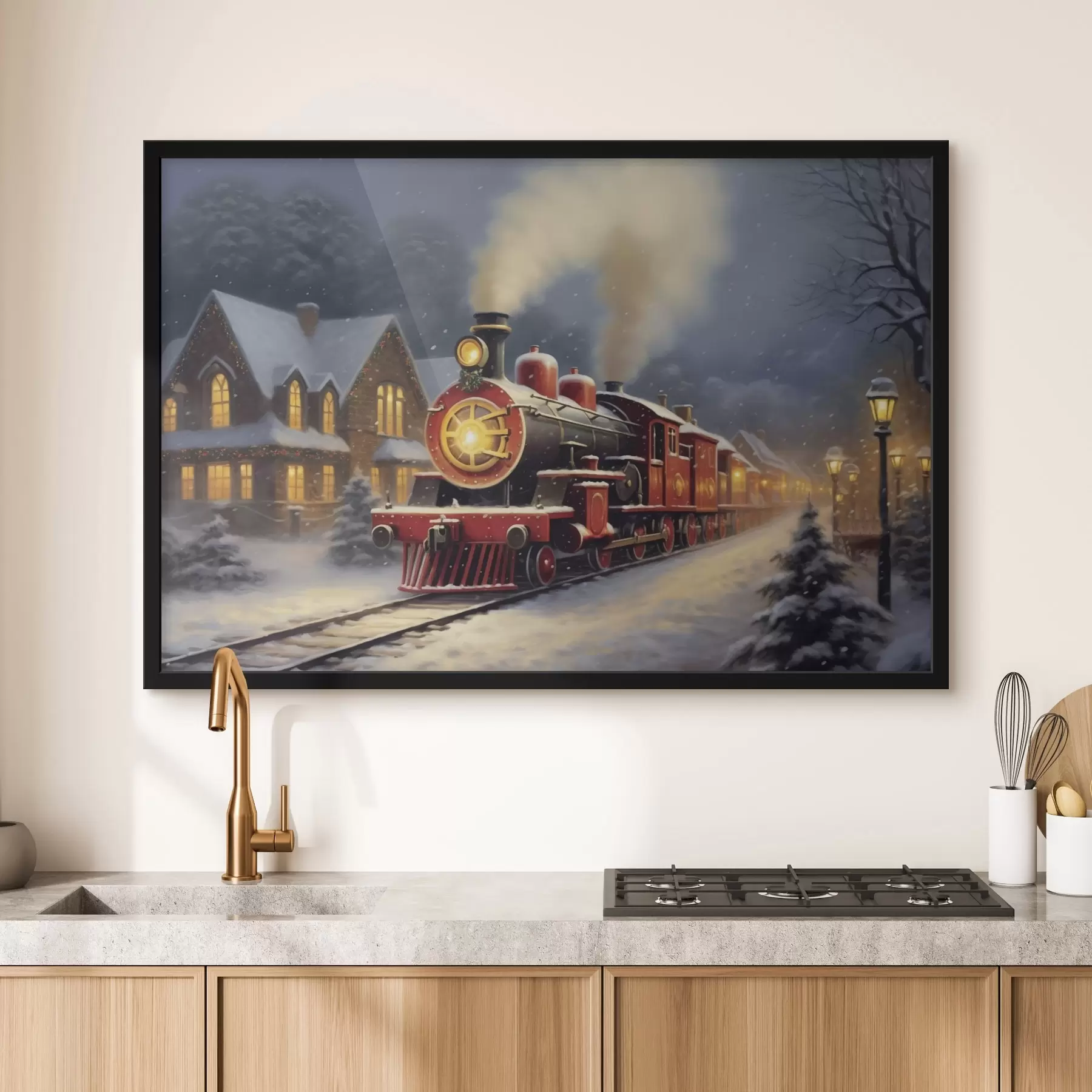  Peintures Le train de Noël dans un conte de fées hivernal f42168