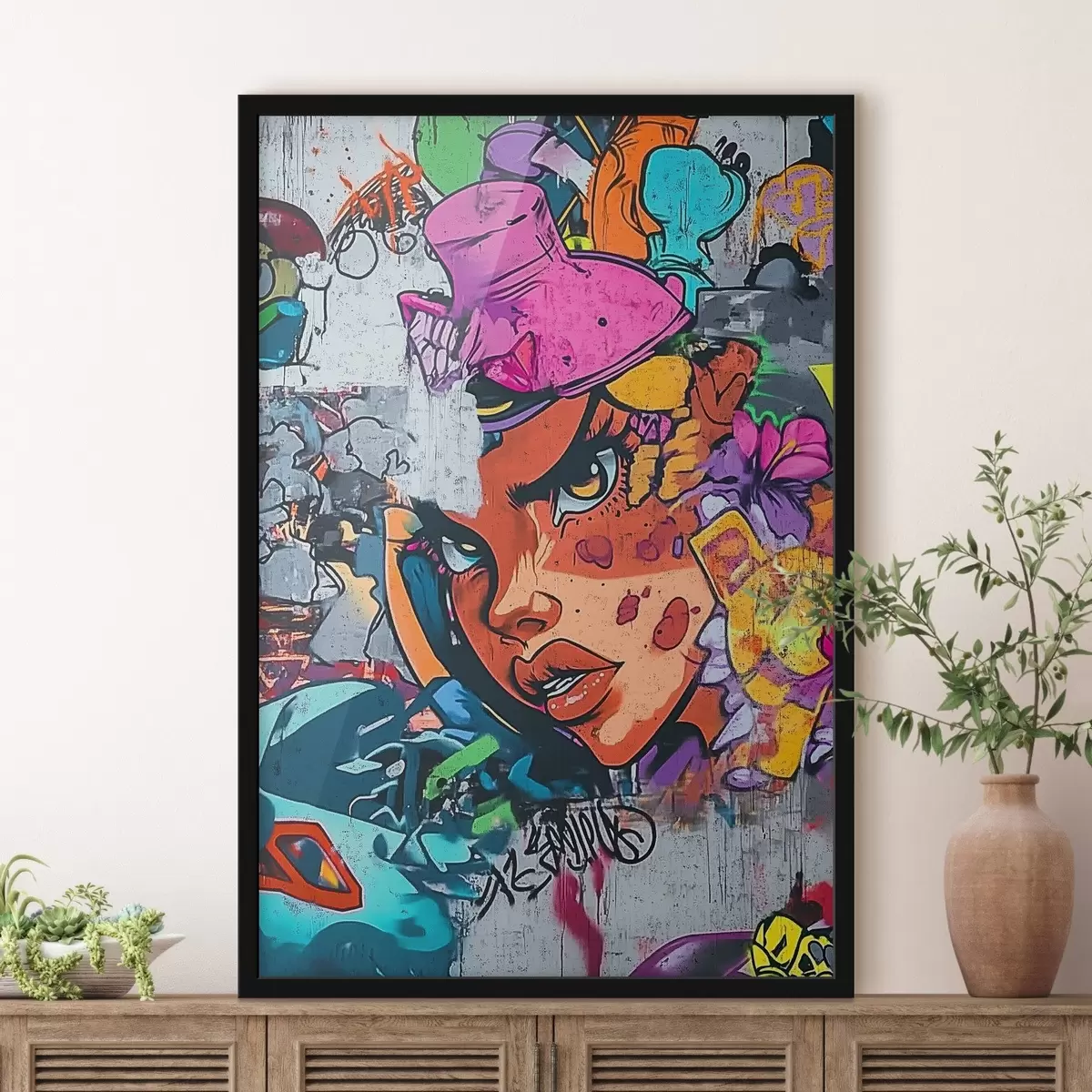 Affiche Portrait graffiti lumineux f42173