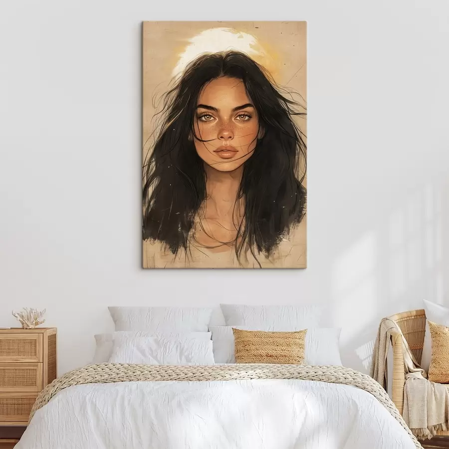  Peintures Portrait de femme, style tribal, couleurs beiges s42197