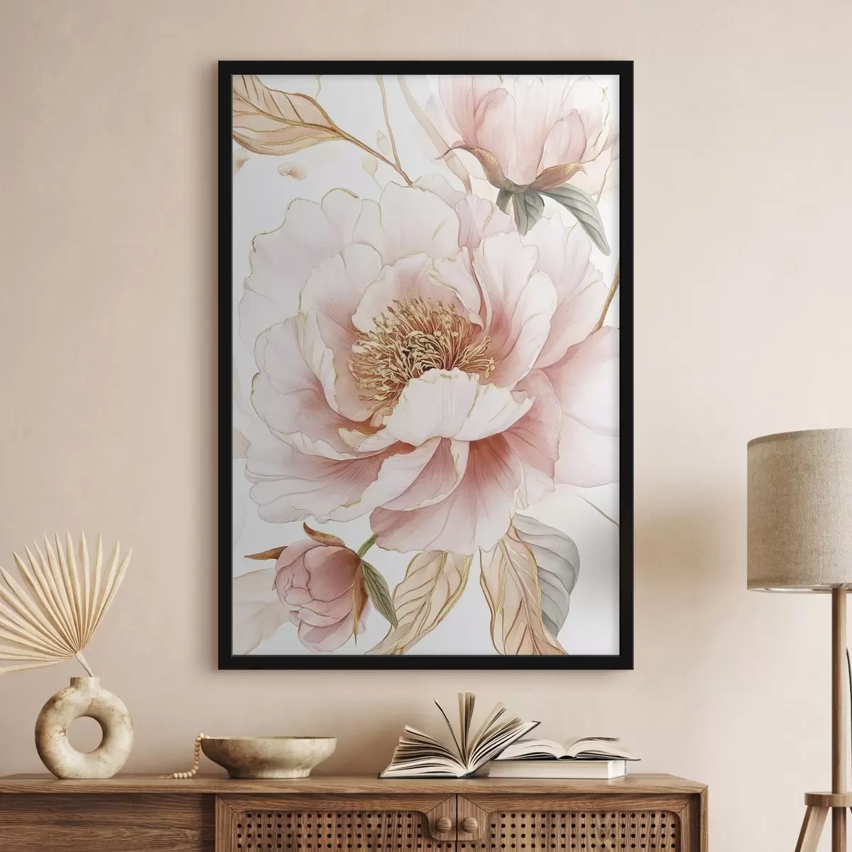 Affiche Pivoines de style aquarelle, couleurs roses f42200