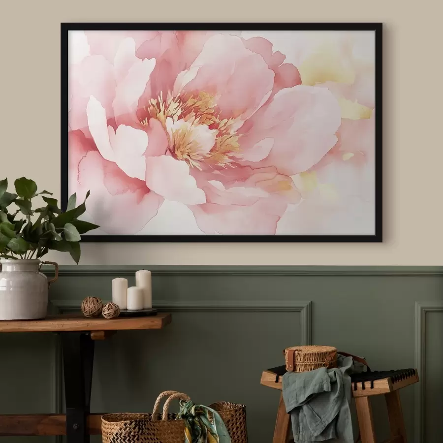 Fotobehang Roze pioenbloem, aquarelstijl f42203