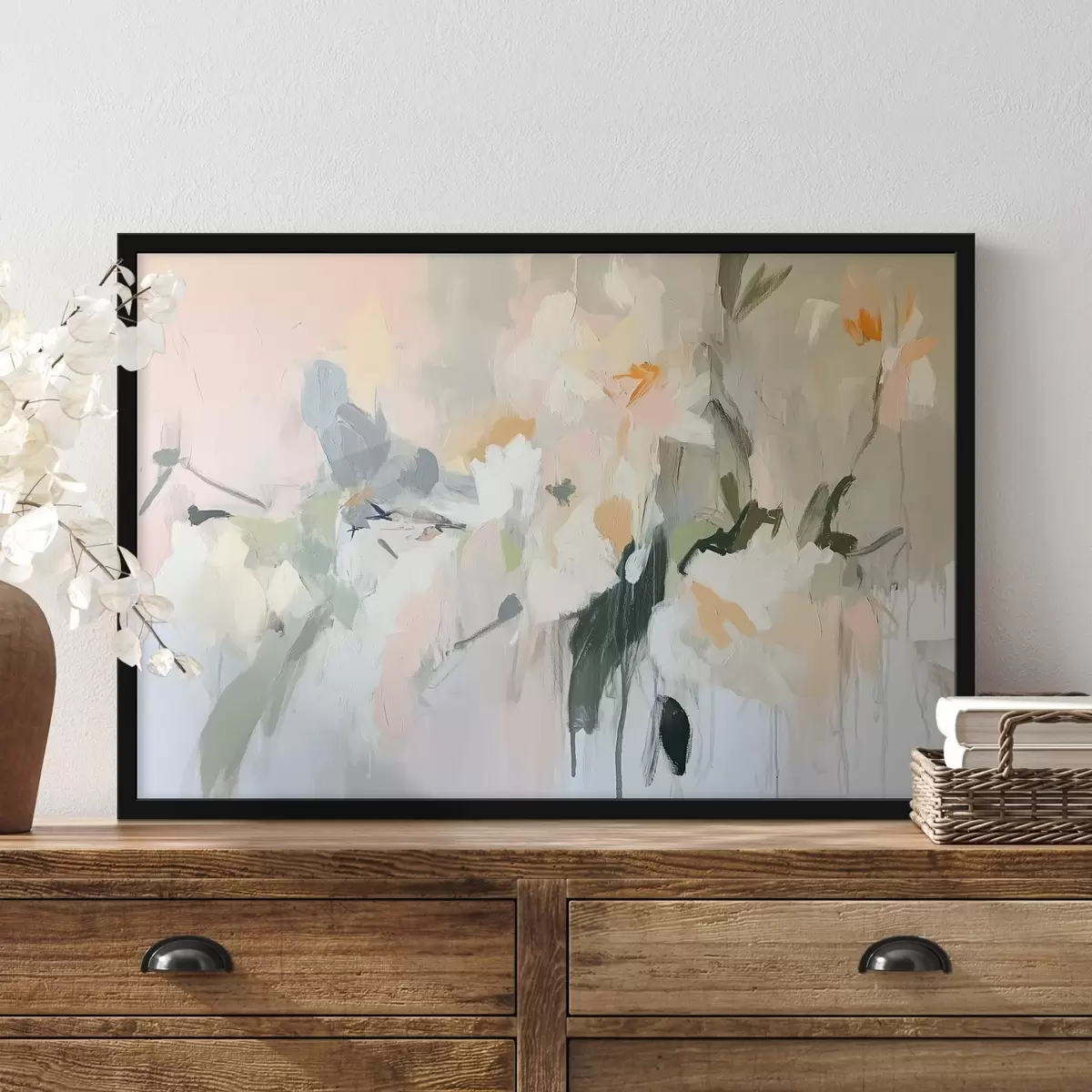 Affiche Dessin abstrait, style acrylique, couleurs douces et naturelles f42204