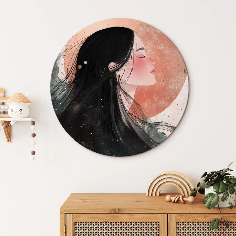  Schilderijen Mooi meisje, oosterse stijl, zon, roze kleuren r42195