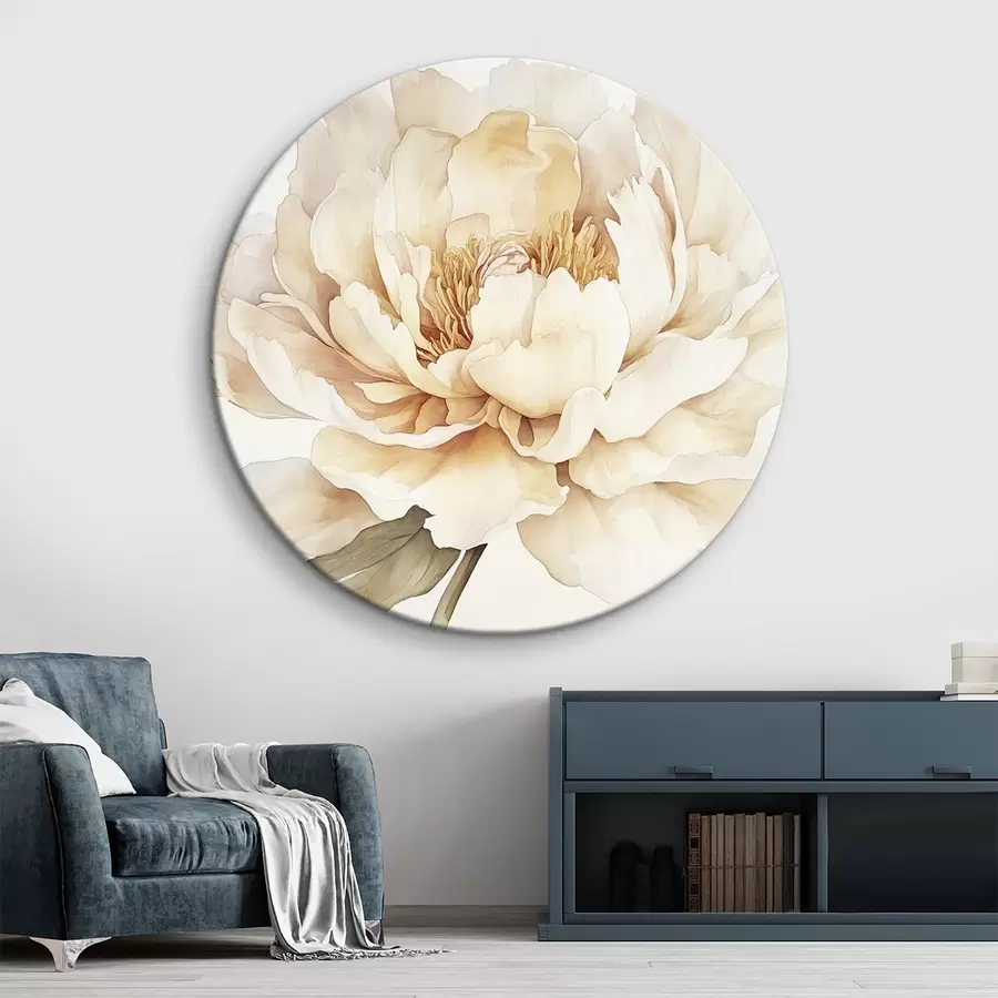  Schilderijen Prachtige pioenroos bloem, zachte romige kleuren, aquarel stijl r42201