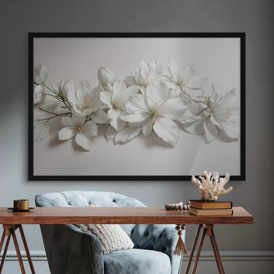 Fotobehang Witte delicate magnolia bloemen op een lichte achtergrond f42230