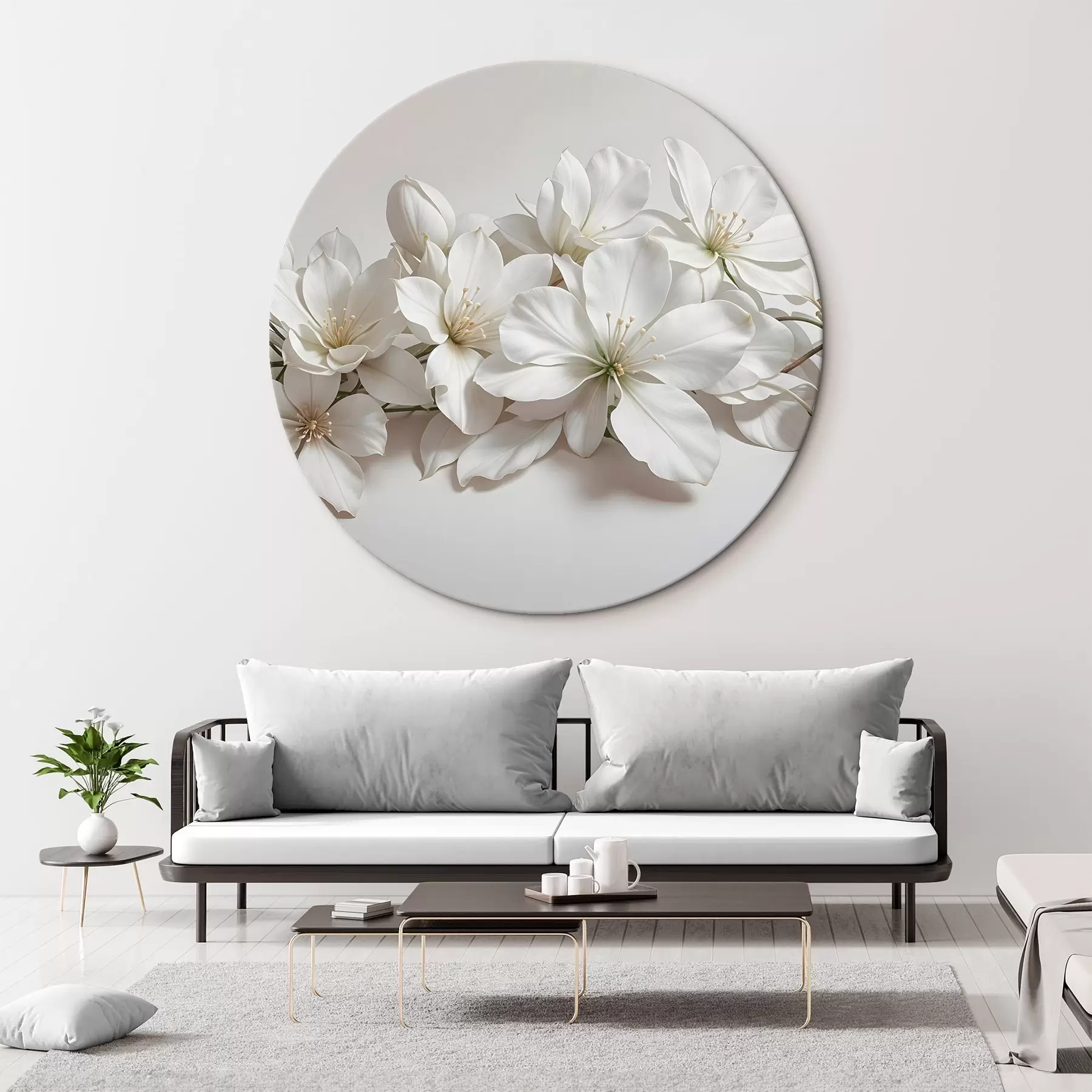  Schilderijen Witte delicate magnolia bloemen op een lichte achtergrond r42230
