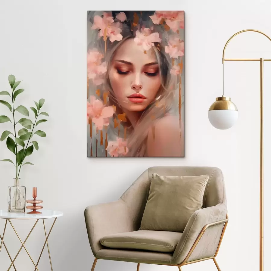  Schilderijen Mooi meisje en bloemen s42299