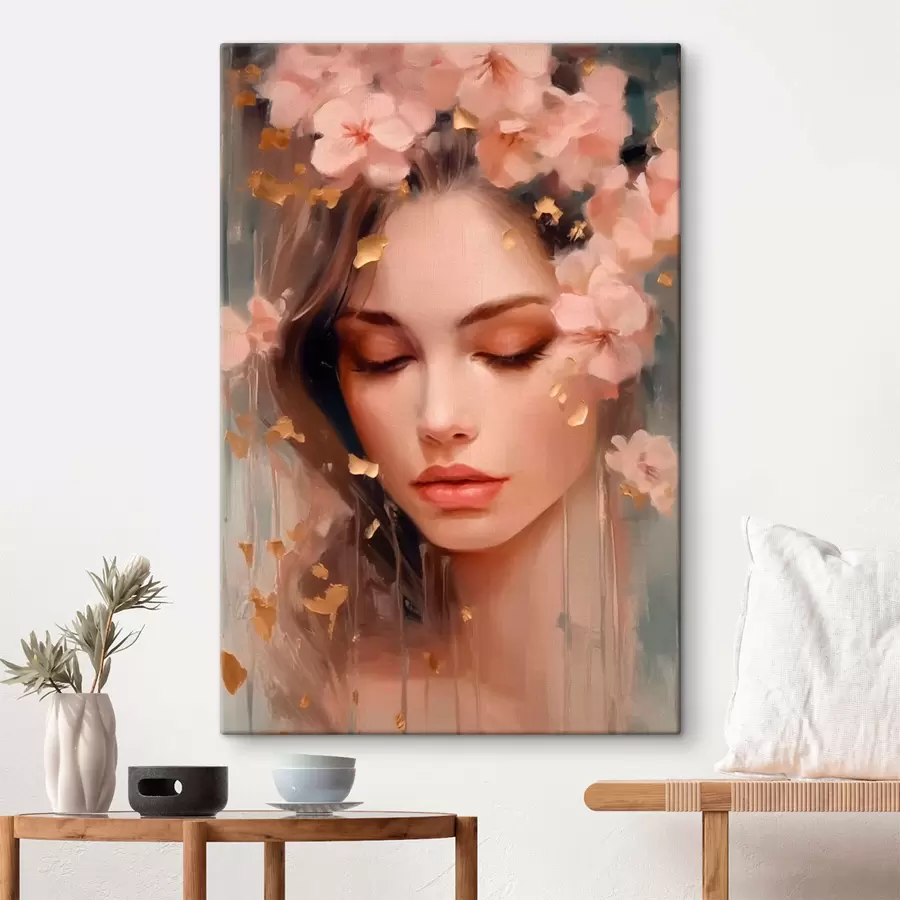  Peintures Visage de fille et fleurs s42300