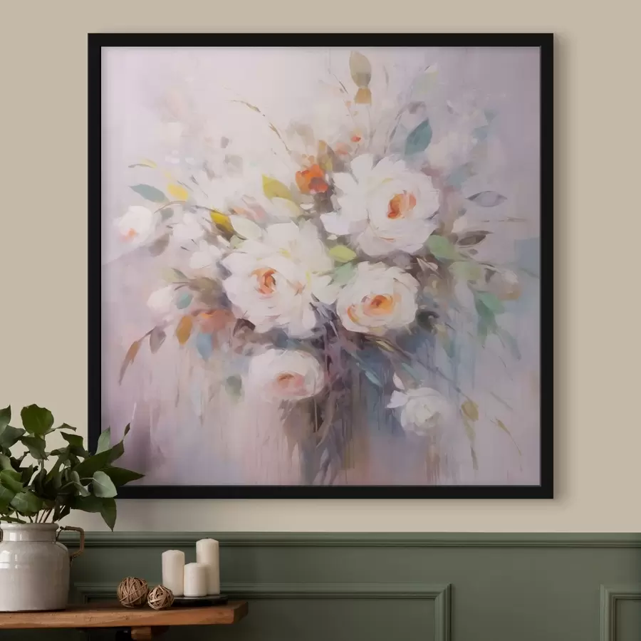Fotobehang witte bloemen f42304