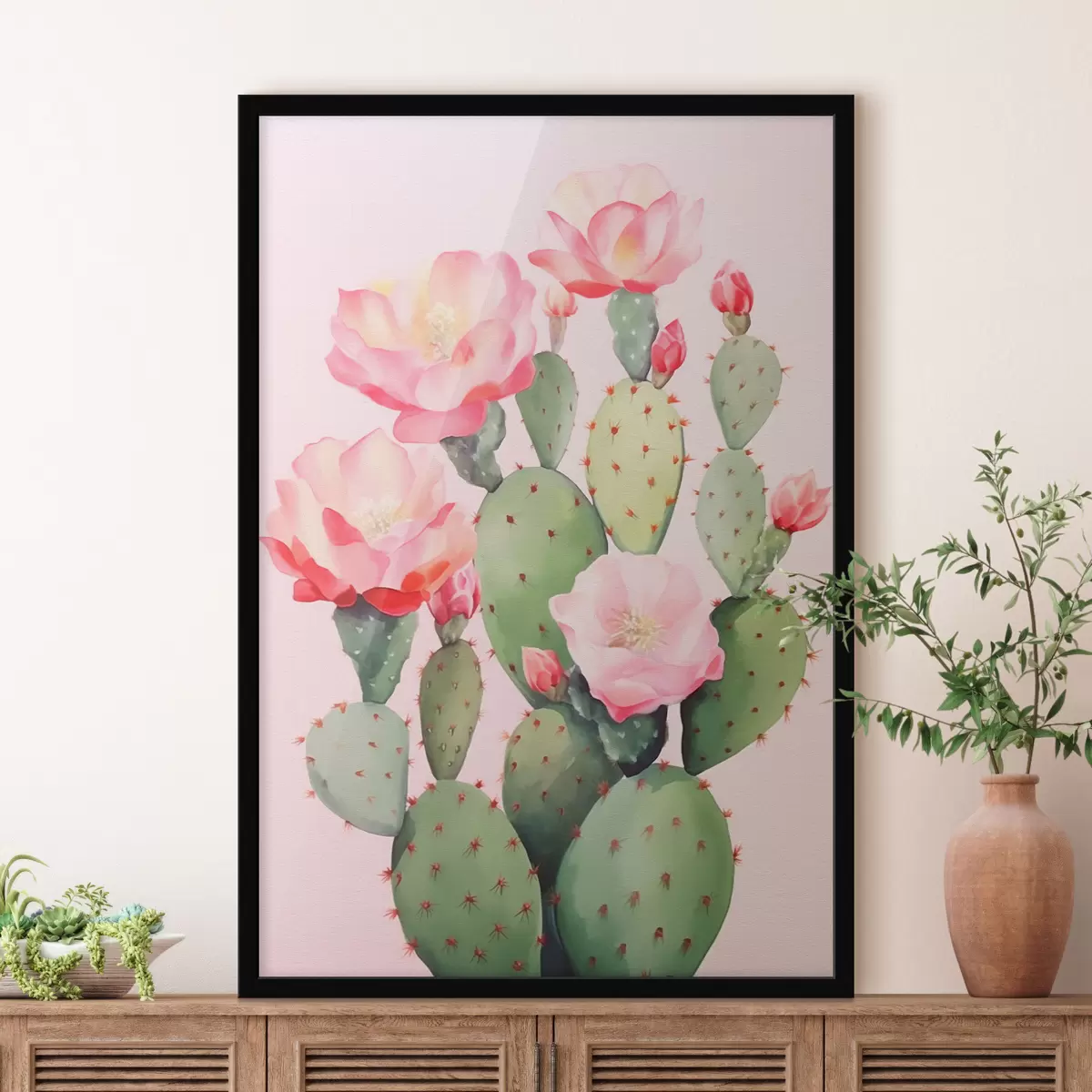 Poster Cactussen en bloemen f42312