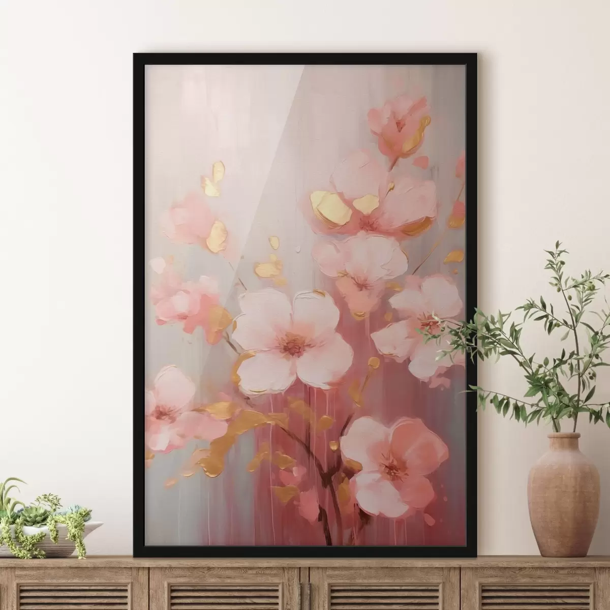 Poster Roze bloemen f42314
