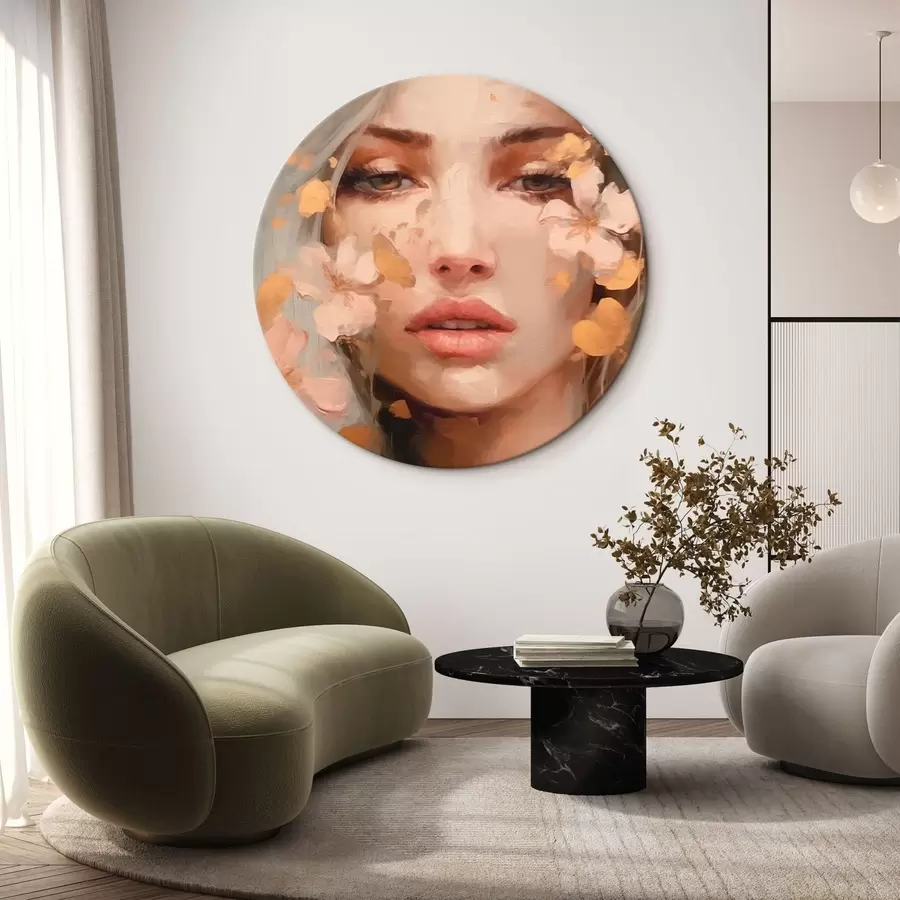  Schilderijen Meisje en roze bloemen r42301